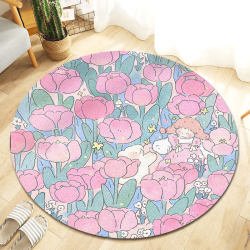 Girly Heart Carpet Children's Round Floor Mat Forest Cartoon Small Fresh Bedroom Cartoon Carpet Hanging Basket Tent Mat