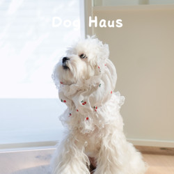 Doghaus Dog Lace Cherry Cotton Earmuffs for Eating and Drinking, Anti-Dirt and Anti-Stain, Suitable for American Cocker Spaniels, Maltese, and Corgi