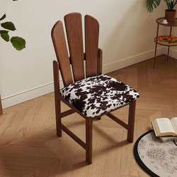 Medieval French solid wood dining chair designer home retro cafe back chair Nordic simple makeup chair