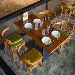 Milk tea shop high-end solid wood table cafe table and chairs burger dessert snack restaurant cafe commercial dining chair