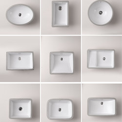 Ceramic Square Undermount Basin, Built-In Household Washbasin, Hotel-Sized Washbasin, Balcony Flat-Bottom Basin