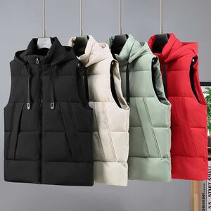 Down cotton vest men's autumn and winter thickened warm vest vest vest wears a trendy handsome hooded jacket for couples