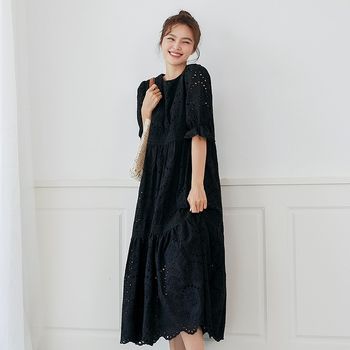 Weiyu large size women's short-sleeved commuting trendy summer French dress fat mm loose flesh covering her flesh to make her look slim fairy skirt
