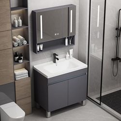 Floor-standing honeycomb aluminum bathroom cabinet washbasin bathroom ceramic integrated washstand balcony washbasin cabinet combination