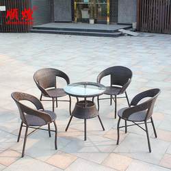 Outdoor PE rattan furniture cafe road camp leisure table and chair tea seat outdoor balcony rattan chair three-five-piece set