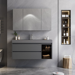 Sofia Gilt Stone Integrated Basin Bathroom Cabinet Set Modern Minimalist Bathroom Washbasin Cabinet 1688