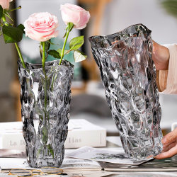 New vase light luxury ornaments transparent electro-plated crystal glass water culture flower arrangement hotel table decoration Nordic style