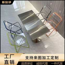 Commercial stainless steel rectangular dining table cafe milk tea dessert shop spray acrylic chairs commercial dining table