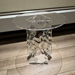 Modern minimalist living room sofa acrylic side table water ripple corner table balcony coffee table tea table small round table trendy