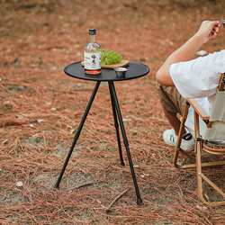 Outdoor aluminum alloy folding small round table portable liftable black table dining table camping ultra-light coffee table