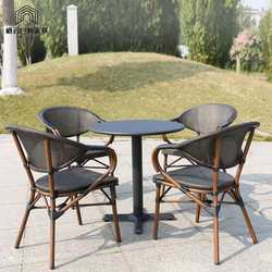 Outdoor rattan table and chair combination cafe balcony table and chair aluminum alloy leisure rattan chair milk tea shop outdoor chair