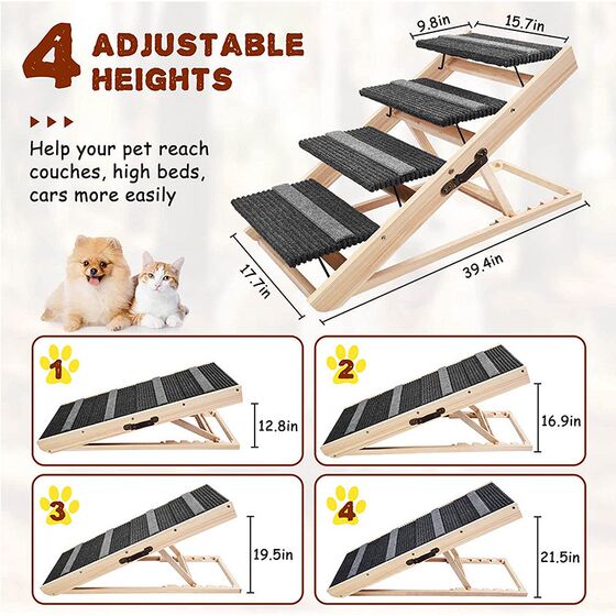 
Solid wood wooden pet toys Solid wood dog stairs ladders cat climbing stand foldable portable pet ladders cat dog
