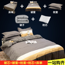 Household bedding 1.5 meters quilt four-piece set warm winter quilt quilt set single student dormitory 3 catties