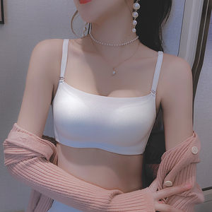 
Anti-exposure underwear for girls with small breasts, gathered, no rims, traceless, thin, bandeau style, chest-wrapped, white Z bra, summer
