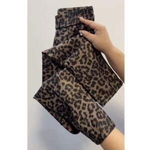 
Fashionable Leopard Print Pencil Pants Women's 202u4 Autumn and Winter New Vertical Line Slimming Basement Elastic Coating Nine Points