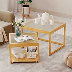 Modern simple telescopic coffee table small apartment size combination glass square side coffee table living room small table