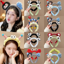 Cute Cartoon Plush Headband for Women 2026 New Autumn and Winter Face-Washing Headband High-Top Pressure Hair Clip Hair Accessory