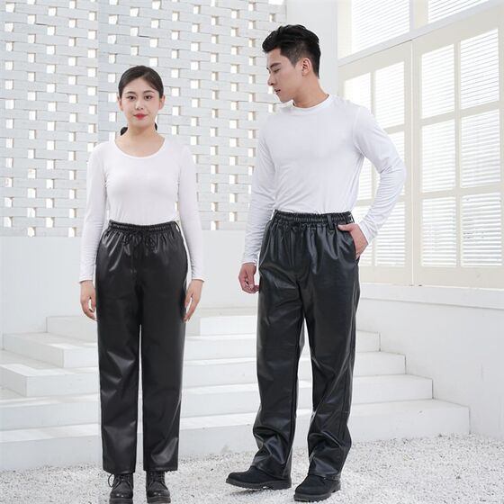 
Autumn pu leather pants men's oil-proof and waterproof work pants slaughtering aquatic labor insurance thickened riding windproof overalls