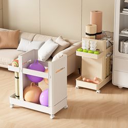 Yoga mat storage basket with wheels for household sports tools rollers for movable fitness equipment storage rack