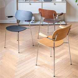 Nordic designer simple home solid wood armchair restaurant cafe leisure chair stackable backrest chair