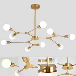 Nordic postmodern magic bean chandelier personality simple atmospheric living room light molecular branch apartment bedroom electroplated chandelier