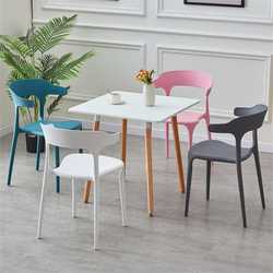 Simple plastic horn chair Nordic chair adult home dining chair casual cafe chair with armrest and backrest stool