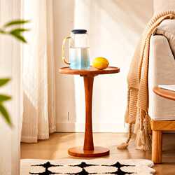 Living room simple bedroom solid wood home round table sofa balcony coffee table small apartment corner table coffee mobile table