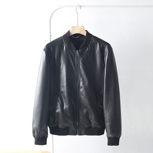 
Old American light luxury! High-end sense! Foreign trade men's autumn fashion mid-mountain collar imitation leather motorcycle jacket leather jacket