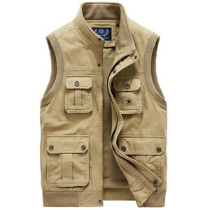 New pure cotton vest men's outdoor casual vest multi-pocket jacket middle-aged and elderly photography horse clip vest jacket men
