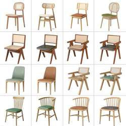 Restaurant Nordic solid wood rattan dining chairs wrought iron dining tables and chairs B&B leisure back chairs coffee milk tea shop chairs