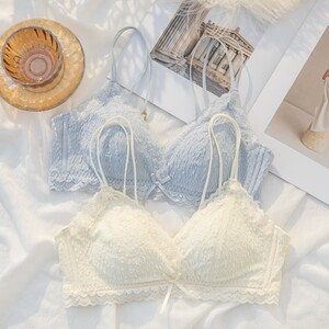 
Triangular cup underwear for women with small breasts gathered summer thin style without rims beautiful back summer girl student bra cover