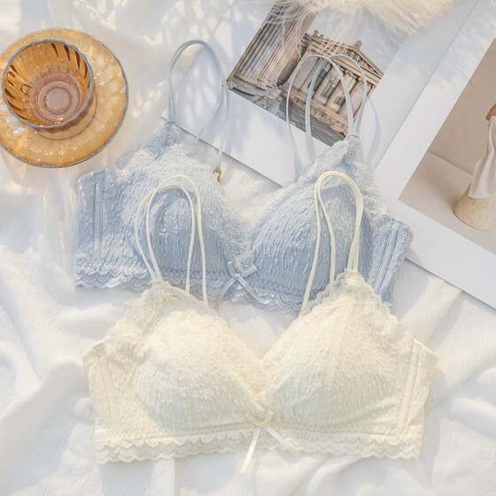 
Triangular cup underwear for women with small breasts gathered summer thin style without rims beautiful back summer girl student bra cover