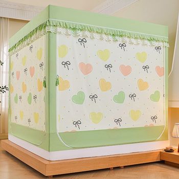 Class A maternal and infant grade encrypted bed curtain mosquito net household three-door anti-fall zipper tent windproof tent W thickened bracket 2