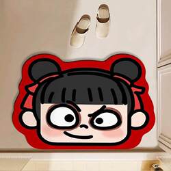 Nezha and Ao Bing Cute Cartoon Diatomaceous Earth Bathroom Mat, Water-Absorbent and Non-Slip, for Bathroom and Toilet Entrance