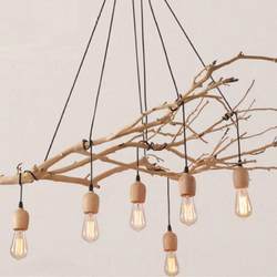 Nordic creative DIY chandelier dining room tea room B&B lamp clothing store goddess scattered flowers multi-head wood art branch chandelier
