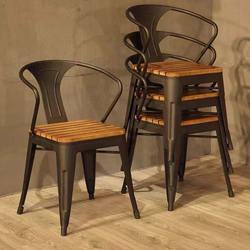 Backrest chair solid wood dining chair leisure chair restaurant bar table and chair industrial style iron chair stool LOFT cafe