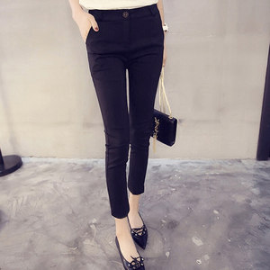 
Black Stretch Thin 2021 Spring and Summer New Korean Style Pants Women's Casual High Waist Versatile Pencil Small Foot Nine-Point Pants