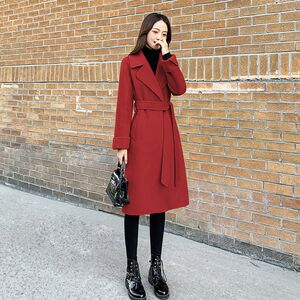 
Hepburn style red double-sided cashmere coat for women mid-length high-end 2024 new autumn and winter Korean wool coat