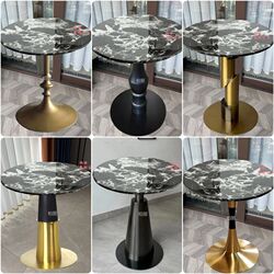 Black Bvlgari marble round table leisure hotel room hotel tulip milk tea shop cafe table customization