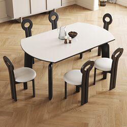 Retractable dining table and chairs 2025 new solid wood household small apartment log cream style restaurant dining table square and round dual-purpose