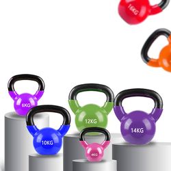 Solid pericarp glue dip cast iron kettle bell women's home fitness kettle bell squat lift buttock lift men's kettle dumbbell set