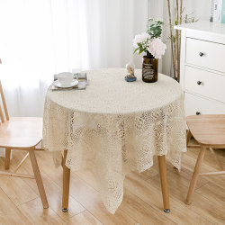Lace beige lace tablecloth rectangular coffee table hollow European style cover tablecloth Internet celebrity photo table decoration cloth
