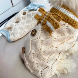 Hollow knitted sweater pet clothes dog clothing knitted sweater teddy dog ​​poodle autumn and winter gentleman handsome