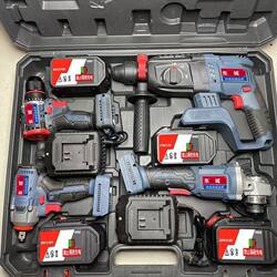 German Imported Brushless Rechargeable Electric Hammer Impact Drill Electric Hammer Angle Grinder Electric Wrench Four-Piece Tool Set