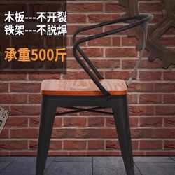 Industrial style solid wood dining chairs BBQ leisure chairs cafe restaurant bar tables and chairs stools wrought iron chairs back chairs
