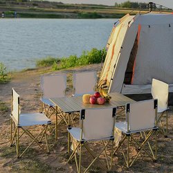 Outdoor camping folding table and chair portable chairs table set one table four chairs picnic night market stall chair set
