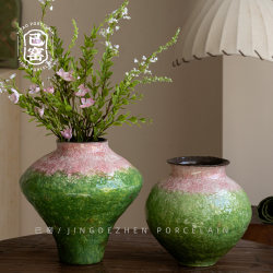 Jingdezhen Ceramic Oil Painting Style Vase Ornaments Hand-Painted Art Light Luxury High-End Living Room Entrance Tv Cabinet Flower Vessel