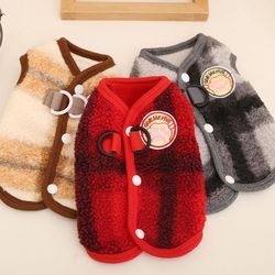 Puppy clothes autumn and winter grain velvet vest back buckle traction young and small dogs Teddy Bichon Pomeranian pet clothing