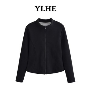 
YIHE/2025 German velvet stand collar small waist bottoming shirt autumn and winter new solid color versatile warm women's top