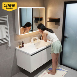 Anjuku Bathroom Ceramic Integrated Basin Washbasin Combination Bathroom Sink Washstand Bathroom Cabinet